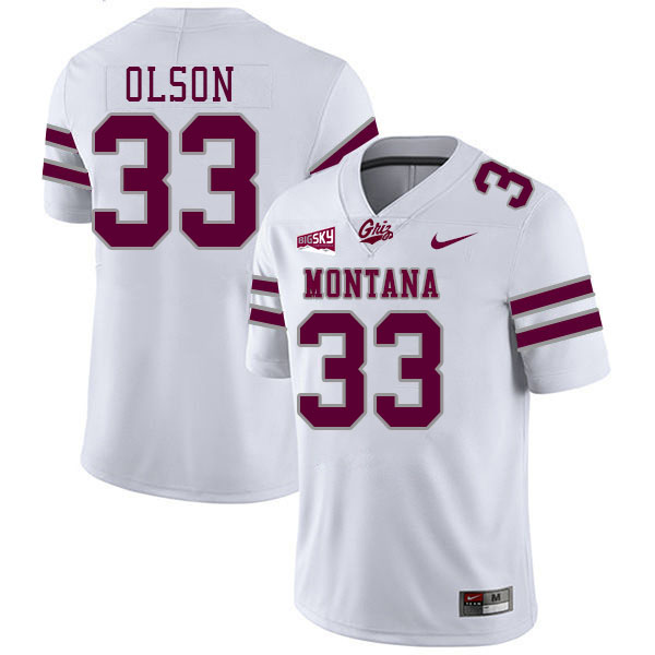 Montana Grizzlies #33 Dante Olson College Football Jerseys,Uniforms Stitched Sale-White